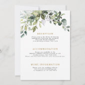 Invitation Elegant Green Rustic Botanical Détails Mariage (Dos)