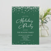 Invitation Elegant Green Snowflake Winter Holiday Party (Debout devant)