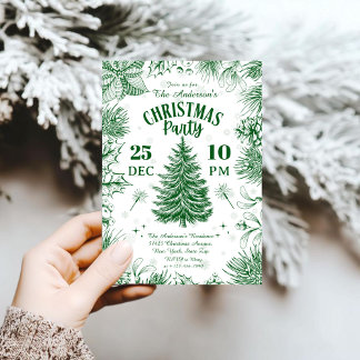 Invitation Elegant Green Vintage Christmas Party