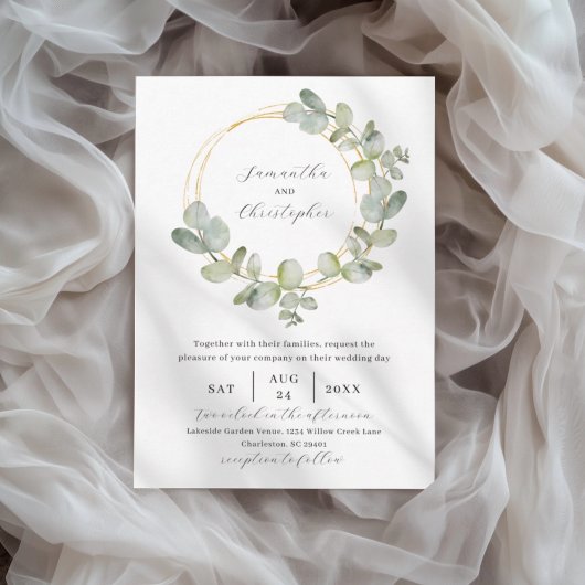 Invitation Elegant Green Watercolor Eucalyptus Wedding 