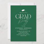 Invitation Elegant Green & White 4 Photo Graduation Party (Dos)
