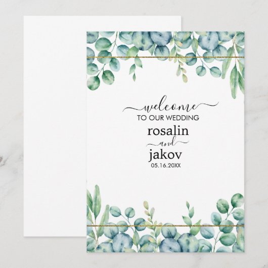 Invitation Elegant Greenery Botanical wedding (Devant / Derrière)