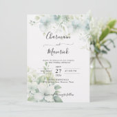 Invitation Elegant Greenery Budget QR code Wedding (Debout devant)