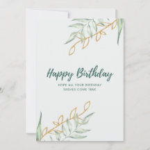 Elegant Greenery Floral Birthday Card | Minimal Bo