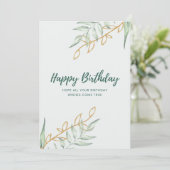 Invitation Elegant Greenery Floral Birthday Card | Minimal Bo (Debout devant)