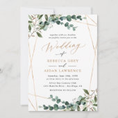 Invitation Elegant Greenery Gold QR Code All-in-One Wedding (Devant)