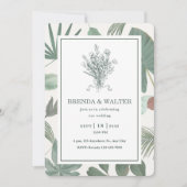 Invitation Elegant Greenery Leaves Botanical Sketch (Devant)