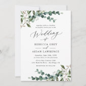 Invitation Elegant Greenery QR Code All-in-One Wedding (Devant)