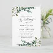 Invitation Elegant Greenery QR Code All-in-One Wedding (Debout devant)