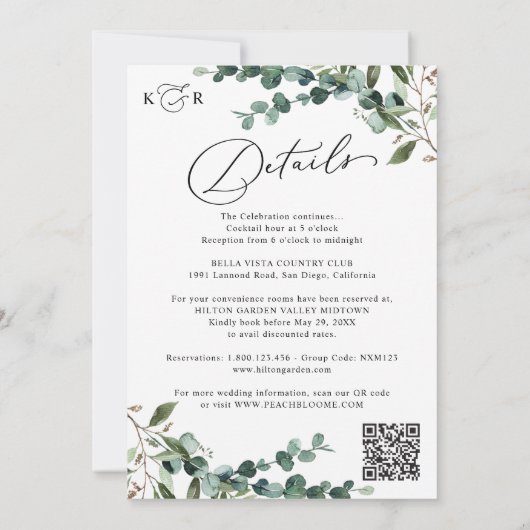 Invitation Elegant Greenery QR Code All-in-One Wedding (Dos)