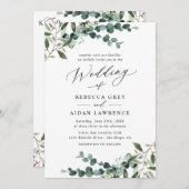 Invitation Elegant Greenery QR Code All-in-One Wedding (Devant / Derrière)