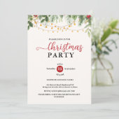 Invitation Elegant Greenery String Lights Christmas Party (Debout devant)