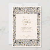 Invitation Elegant Grey Gold Botanical Office Fête de Vacance (Devant)