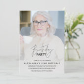 Invitation Elegant Grey Photo 92e anniversaire (Debout devant)