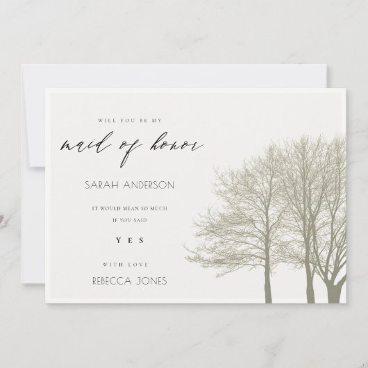 INVITATION ÉLÉGANT GRIS ARGENTÉ AUTOMNE DEMOISELLE D'HONNEUR (Devant)