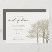 INVITATION ÉLÉGANT GRIS ARGENTÉ AUTOMNE DEMOISELLE D'HONNEUR (Devant / Derrière)