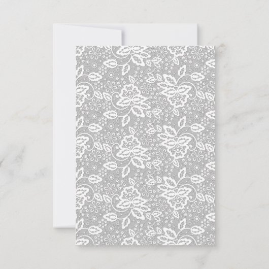 INVITATION ÉLÉGANT GRIS ARGENTÉ BLANC RSVP EN DENTELLE (Dos)