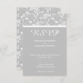 INVITATION ÉLÉGANT GRIS ARGENTÉ BLANC RSVP EN DENTELLE (Devant / Derrière)
