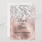 Invitation Elégant gris blanc rose marbre d'or Enregistrer la (Devant)