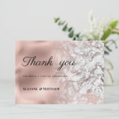 Invitation Elégant gris blanc rose Merci en marbre (Debout devant)