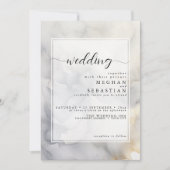 Invitation Elégant gris et or pâle nuage doux (Devant)