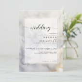 Invitation Elégant gris et or pâle nuage doux (Debout devant)