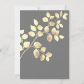 Invitation Élégant gris feuille doré (Dos)