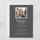 Invitation Elégant Gris Funérailles Photo Célébration de la v (Devant)