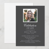 Invitation Elégant Gris Funérailles Photo Célébration de la v (Devant / Derrière)