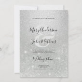 Invitation Elégant gris ombre parties scintillant et Mariage (Devant)