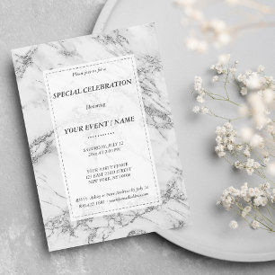 Invitation Élégant gris pailleté argent marbre Événement