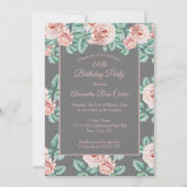 Invitation Elégant gris rose rose rose rose rose fête d'anniv