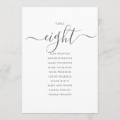 Invitation Élégant Gris Script Tableau Numéro 8 Tableau de si (Dos)