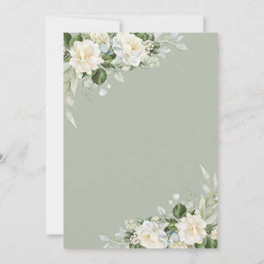 Invitation Elégant gris vert floral 70e anniversaire (Dos)