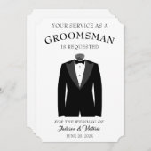 Invitation Élégant Groomsman Tuxedo (Devant / Derrière)