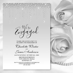 Invitation Élégant groupe d'engagement Diamants d'argent