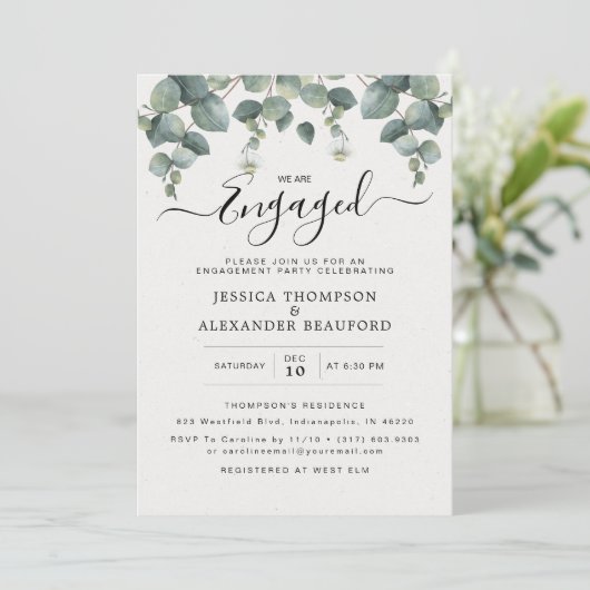 Invitation Élégant groupe d'engagement Eucalyptus (Debout devant)