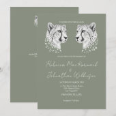 Invitation Élégant Guépard Sage Vert Botanique Moderne Nature (Devant / Derrière)