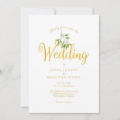 Invitation Élégant Gui de Script Doré Photo Mariage d'Hiver (Devant)