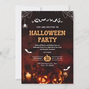 Invitation Élégant Halloween gothique citrouilles chauves-sou