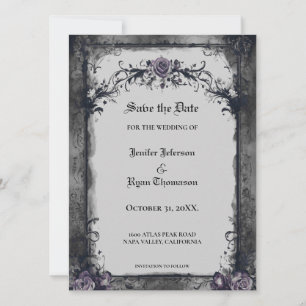 Invitation Elégant halloween gothique enregistrer la date Inv