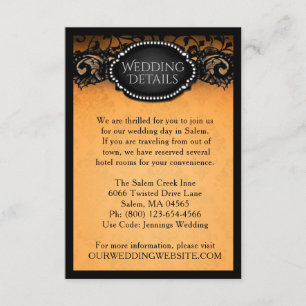 Invitation Elegant Halloween Orange & Black Détails du Mariag