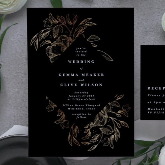 Invitation Elegant Hand Drawn Botanical Wedding