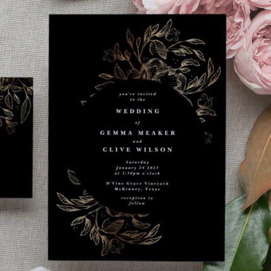 Invitation Elegant Hand Drawn Botanical Wedding