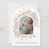 Invitation Elegant Hand-Drawn Floral Bow Arch Baptism Photo (Devant)