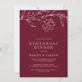 Invitation Elegant Hand Drawn Floral Wedding Rehearsal Dinner (Devant)