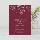 Invitation Elegant Hand Drawn Floral Wedding Rehearsal Dinner (Debout devant)