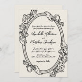 Invitation Elegant Hand Drawn Vintage Wedding (Devant / Derrière)