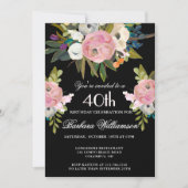 Invitation *Elegant Handpainted Floral 40th Birthday Party (Devant)