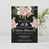 Invitation *Elegant Handpainted Floral 40th Birthday Party (Debout devant)